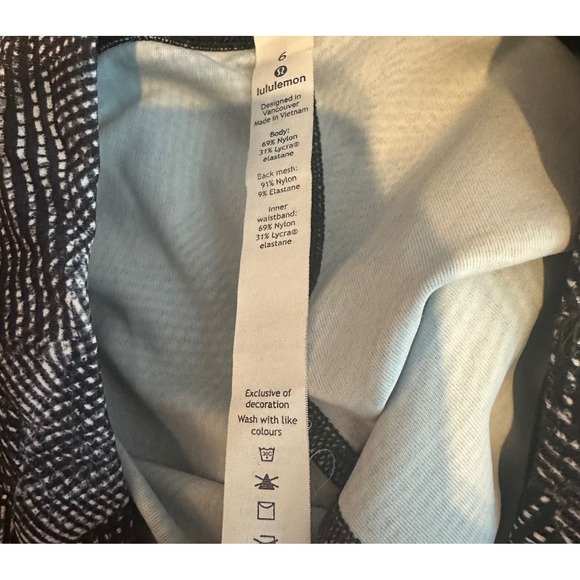 Lululemon Crop Leggings High Rise Black White Patterned Athletic Size 6 - Picture 9 of 11